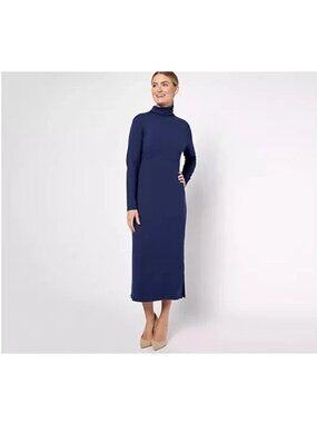 Women with Control Midi Dress Large Petite Finespun Jersey Tummy Control NEW